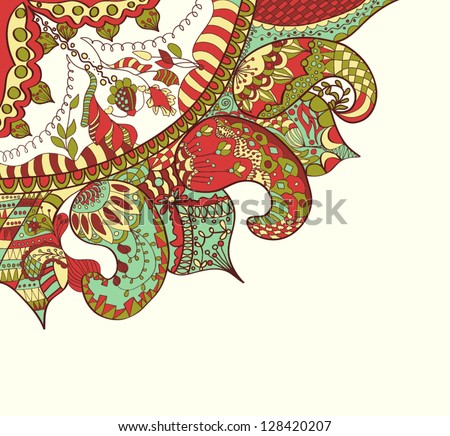 Abstract Hand-Drawn Paisley Pattern Stock Vector 128420207 : Shutterstock