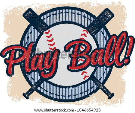 Vintage Play Baseball Sports Graphic
