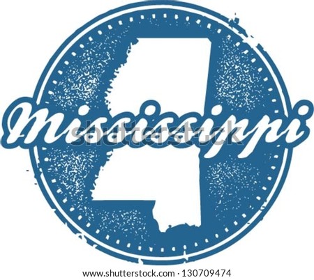 Vintage Style Mississippi USA State Stamp