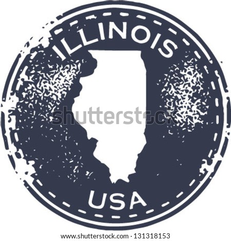 Vintage Style Illinois USA State Stamp