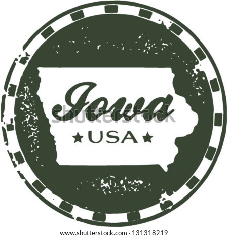 Vintage Style Iowa USA State Stamp