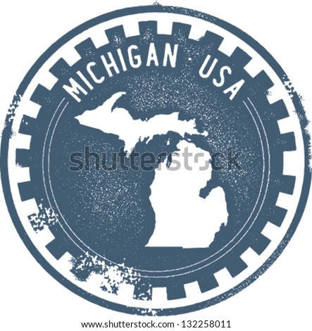 Vintage Michigan USA State Stamp