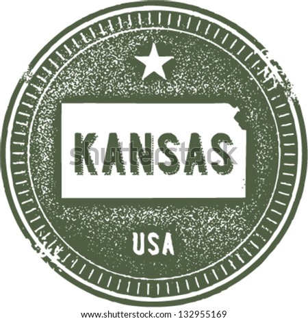 Vintage Kansas USA State Stamp