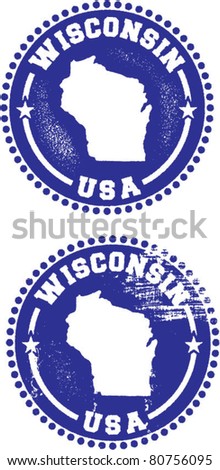 Wisconsin State USA Distressed Stamps