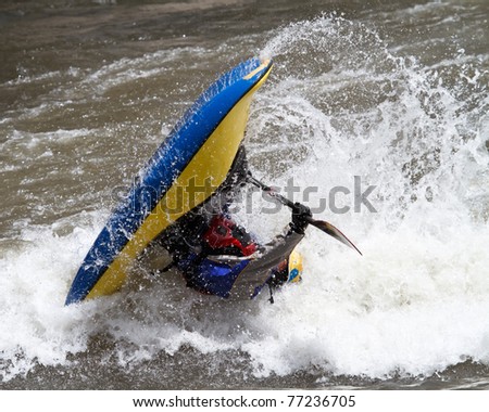 man in kayak, freestyle competition