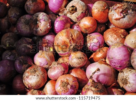 Pile of bulb onions