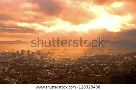 Dawn over the city of Cape Town, South Africa