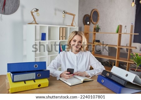 Similar – Image, Stock Photo Blonde girl with short hair and colorful makeup