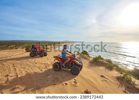 Similar – Foto Bild mit dem fahrrad am strand