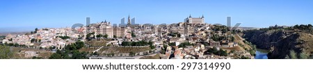 View of the historic city of Toledo from the other bank of the river Tagus