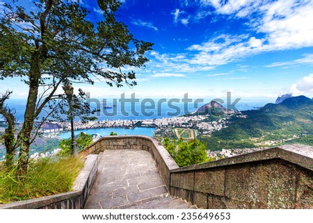 View into Rio de Janeiro from the steps at Christ the Redeemer statue