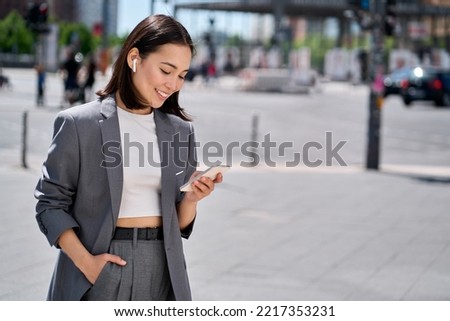 Similar – Image, Stock Photo Woman with earbuds in studio