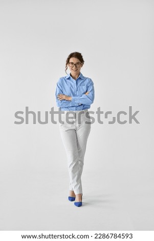 Similar – Image, Stock Photo Stylish woman in eyeglasses in library