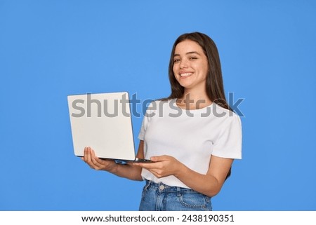 Similar – Image, Stock Photo Teenager girl with laptop in apartment