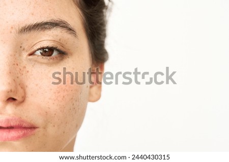 Similar – Image, Stock Photo Close-up of the face of a friendly smiling woman with glasses