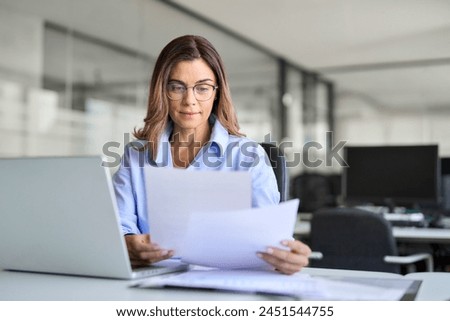 Similar – Image, Stock Photo Woman working on computer in office