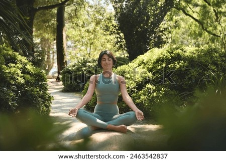 Similar – Image, Stock Photo Woman meditating on the beach