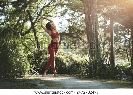 Similar – Image, Stock Photo Serene woman relaxing in gym