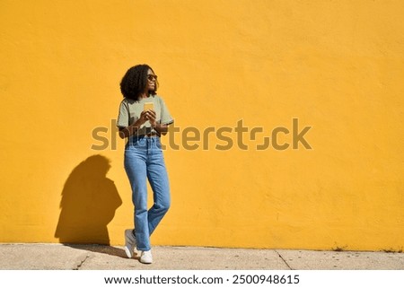 Similar – Black woman using mobile phone