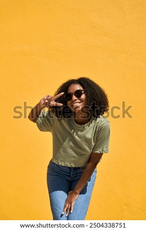 Similar – Image, Stock Photo Excited black woman having fun in park