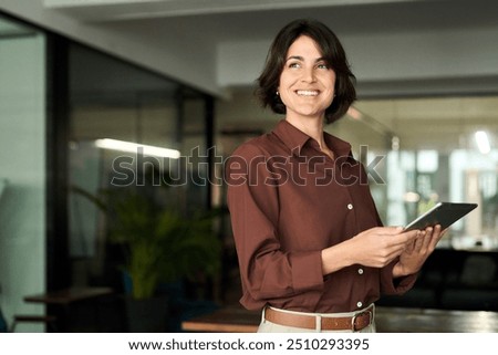 Image, Stock Photo elegant young Woman on Bridge