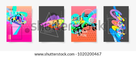 set of four minimal artistic covers design abstract background, modern future template to business brochures, banner, art poster, vector illustration collection