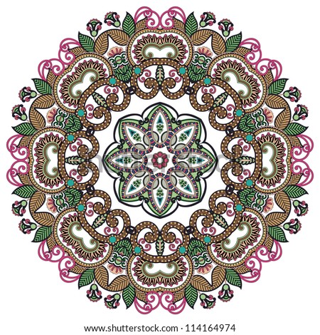 Circle ornament, ornamental round lace. Raster version