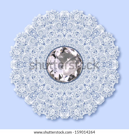 floral background with diamond jewel, raster version