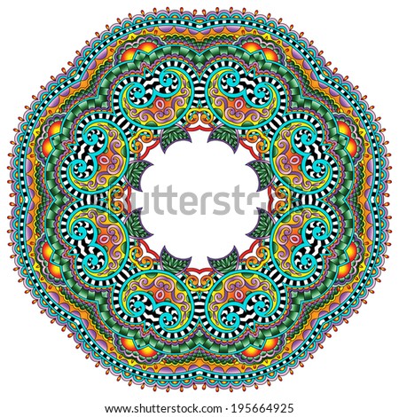 Circle lace ornament, round ornamental geometric doily pattern. Raster version
