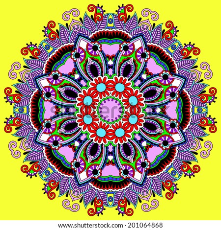 circular decorative geometric pattern for yoga fashion design, mandala ornament, oriental rug napkin, round lace wallpaper, raster version