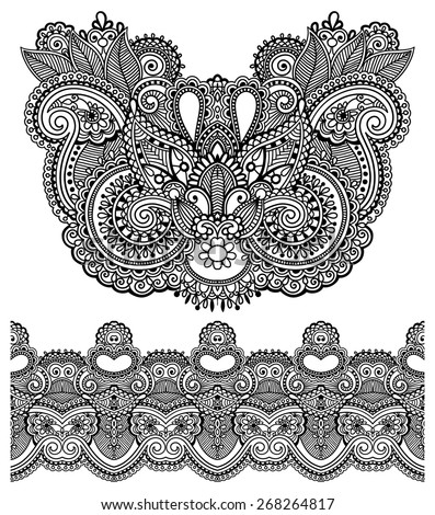 Vector Images Illustrations And Cliparts Neckline Ornate Floral Paisley Embroidery Fashion Design Ukrainian Ethnic Style Good Design For Print Clothes Or Shirt Vector Illustration On Black Color Hqvectors Com