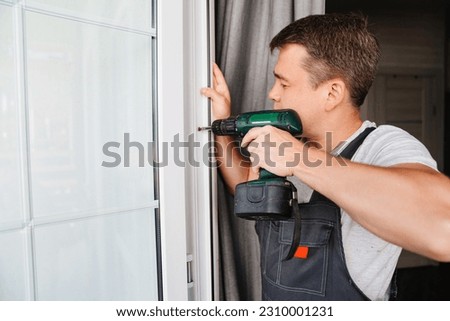 Similar – Image, Stock Photo Repaired glass door