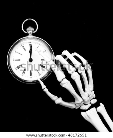 time\'s up - skeleton points to the time