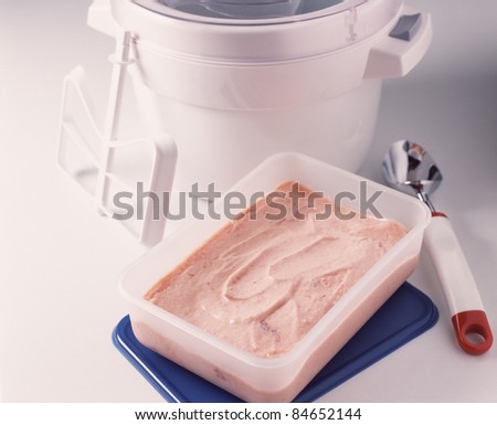 Homemade ice cream made in an ice cream maker