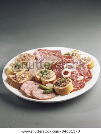 Dish of cold cuts