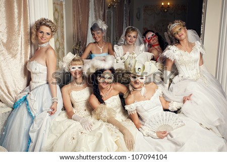 Eight beautiful women in masks