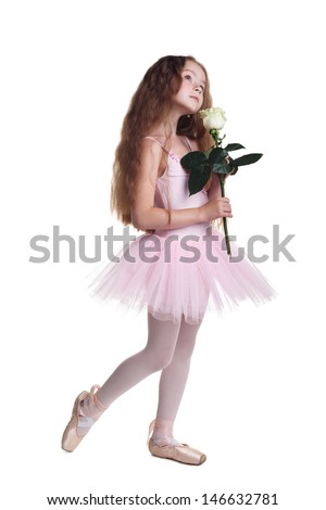 Little ballerina isolated on white background