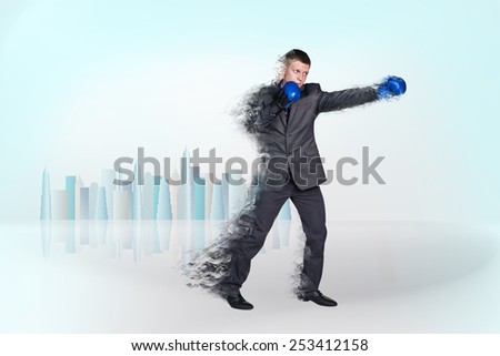 Handsome businessman boxer.  Isolated over white background