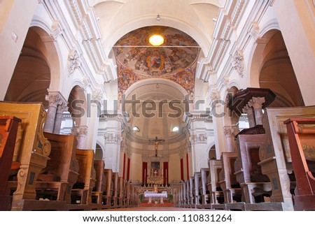 RAVENNA, ITALY - MAY 3:  The old church Saint John Battista interior. Built in 1683 by Piero Grossi it houses an artistic Neapolitan crib.  May 3, 2012 in Ravenna, Italy.