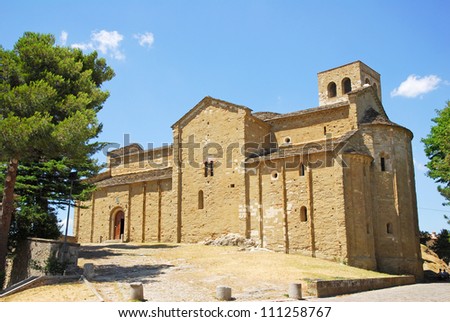 Italy. Romagna Apennines, San-Leo village ancient Cathedral built in 8 century.