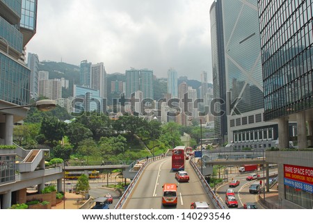 HONGKONG, CHINA-MAY 25: Locals, life and traffic in Cotton Tree drive. The road is a famous hot spot for marriage registration in Hong Kong. May 25, 2007 Hong Kong