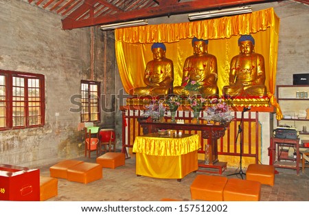 JINXI, SHANGHAI, CHINA Ã¢Â?Â? JANUARY 9: the old Lotus Pool Temple Budhha. The ancient village is a Shanghai tourist attraction with 100000 visitors per year. January 9, 2010, Jinxi, China