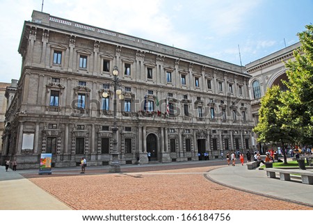 MILAN, ITALY Ã¢Â?Â? JULY 24: city council building Palazzo Marino. The city will host the Universal Exposition 2015.  July 24, 2013 Milan, Italy