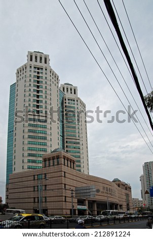 SHANGHAI, CHINA-AUGUST 12, 2013: modern building in the largest Chinese city by population.