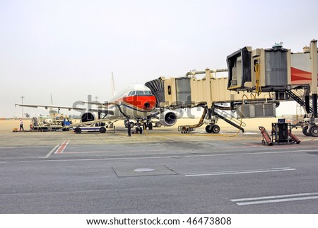 China, Shanghai Pudong international airport, airplane docking