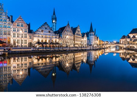 Similar – Image, Stock Photo Leie river bank in Ghent, Belgium, Europe.