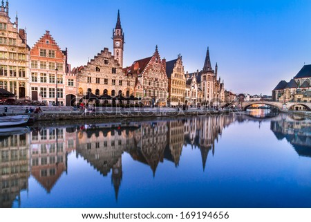 Similar – Image, Stock Photo Leie river bank in Ghent, Belgium, Europe.