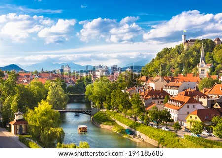 Similar – Image, Stock Photo View at Ljubljanica river in Ljubljana, Slovenia