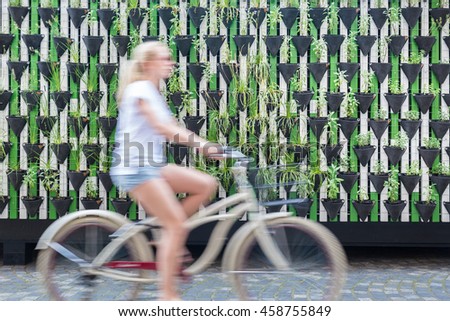 Similar – Foto Bild Detail einer Frau auf einem Fahrrad im Yachthafen von Rovinj, Istrien, Kroatien, an der Adria.