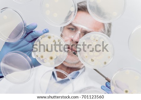 Similar – Image, Stock Photo Life science researcher grafting bacteria.